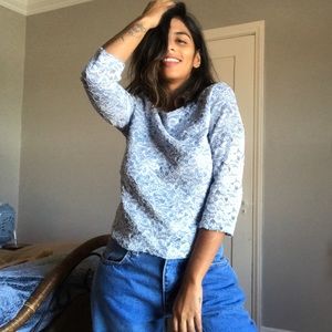 Vintage powder blue mesh top